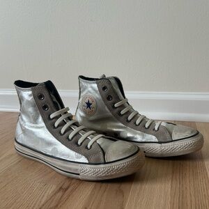 Converse Silver Polka Dot High-Top Sneakers